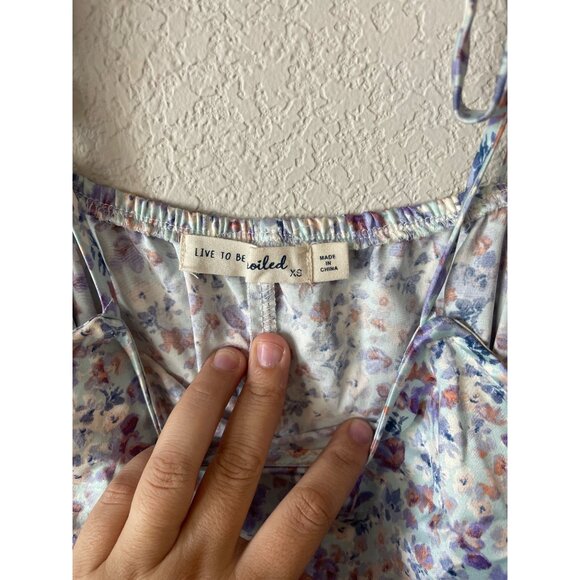 Live to be Spoiled Juniors Bodycon Floral‎ Strapped Short Size Small Blue Dress - Picture 2 of 3